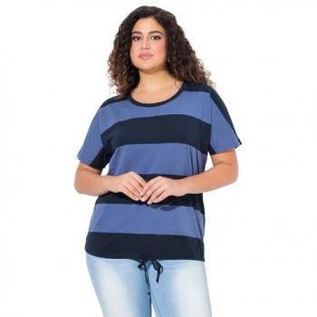 Ulla Popken Damen T-Shirt, Streifenmuster, Größe 58/60