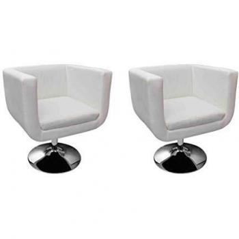 VidaXL Fauteuils de bar en similicuir blanc pour 2 personnes