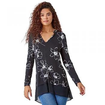 Graceful Garden Pattern Chiffon Sleeve Top