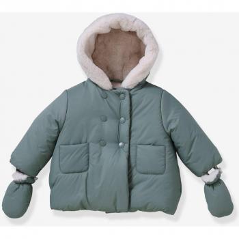 CYRILLUS Warm Sherpa Puffer Jacket Green 6M-67CM