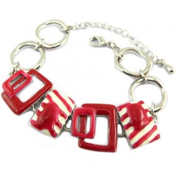 Bracelet Acapulco – Couleurs Rouge, Blanc, Argentée
