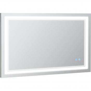 LED-Badezimmerspiegel 100x60cm mit Touchschalter, 3 Lichtfarben, IP44 wasserdicht