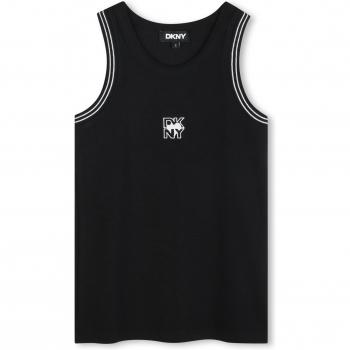 Canotta DKNY nera con dettagli contrastanti