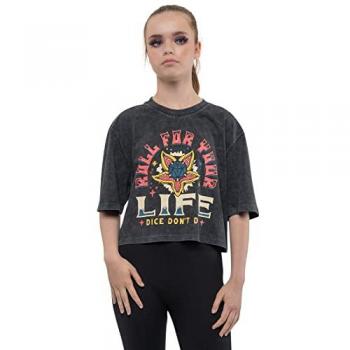 Stranger Things Hellfire Club Cropped Charcoal T-Shirt