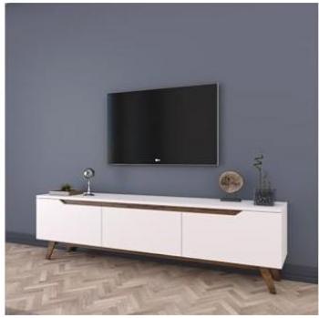 Mueble Multimedia “Silueta Blanca y Madera” 180x35x48,3 cm