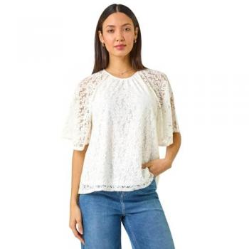Lace Angel Sleeve Blouse (Ivory)