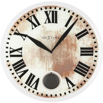 NeXtime Wall Clock – Analog, 43 cm, braun/weiss, Glasoberfläche