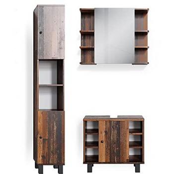 Mobili bagno Fynn, 3 parti in Rovere rustico con colonna