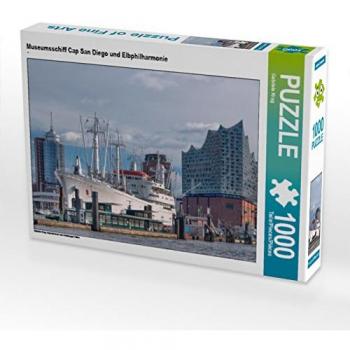 CALVENDO Puzzle Museumsschiff Cap San Diego und Elbphilharmonie