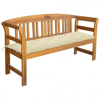 Banco de jardín de madera de acacia con cojín 157 cm