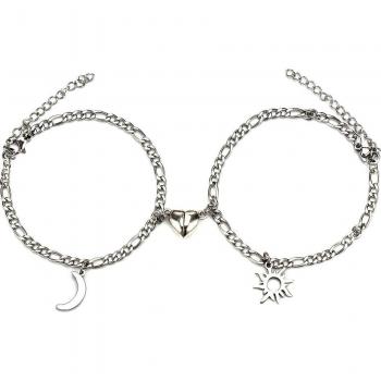 Sonnenmond Magnetarmbänder in Edelstahl – romantischer Paarschmuck (2 Pack)