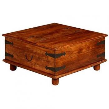 Akazienholz Couchtisch (Massiv) – Palisander-Optik, 80 × 80 × 40 cm