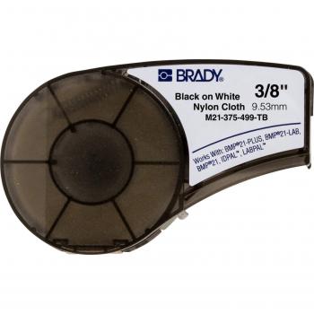 Brady BMP21 Label Cartridge, 0.375 in. W, Black on White Nylon Cloth