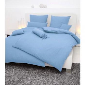 Janine Bettwäsche Set Piano 240 x 220 cm + 2 Kissenbezüge 80 x 80 cm, Soft-Seersucker, 100% Baumwolle, hellblau