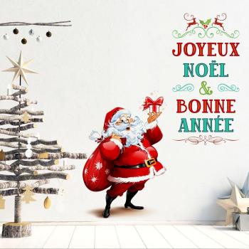 Père Noël en Fête : Sticker Décoration 100x120 cm