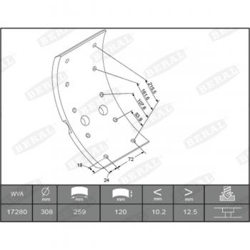 Kit de mâchoires pour frein à tambour BERAL KBL17280.4-1561