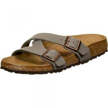 BIRKENSTOCK Damen Mules Yao Balance mit Birko-Flor Nubuck Stone – 37 EU Schmal