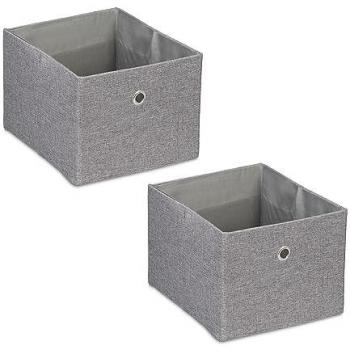 Relaxdays Portagiochi da Scaffale – Set 2 in Stoffa Grigia, 16×20,5×25 cm
