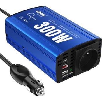 GianDel PS‑300C Convertisseur Sinus 300 W 12 V 2 USB