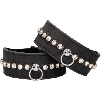 Menottes poignets Ouch! Diamantées Glow in the Dark Noir S