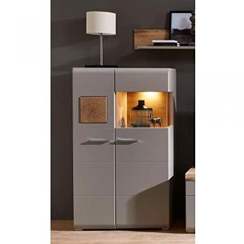 Lomadox Highboard FARO-36 basalt mit Eiche Hirnholz und Beleuchtung