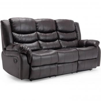 Seattle Brown 3 Seater Manual Recliner Sofa