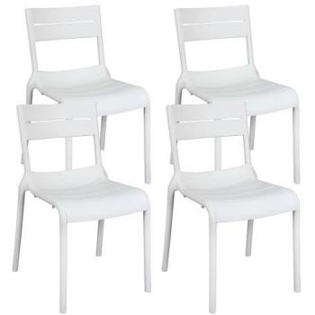Set de 4 chaises Oviala en plastique blanc – dimensions 54x82x50cm