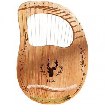 Mahogany 16 Strings Lyre Harp with Transport Key and Bag Set