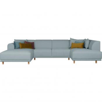 Wohnlandschaft Maroon U-Form von ANDAS, mit Kissen