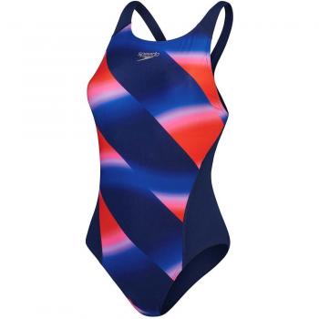 Speedo Allover Digital Recordbreake One Piece Damen Badeanzug blau/rot/rosa