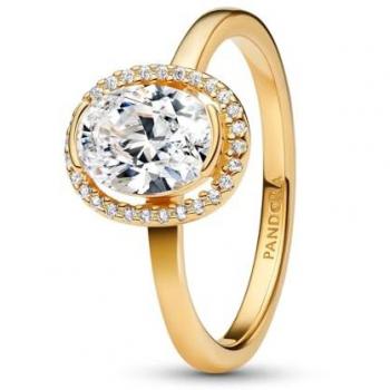 Pandora 163802C01 – Ovale Zirkonia-Glanzring für Frauen in Gold