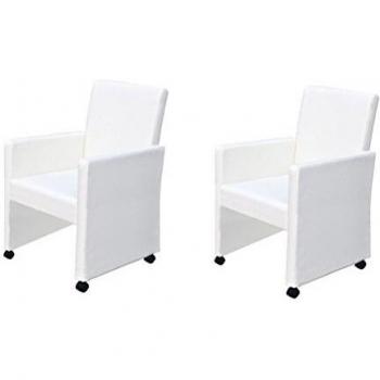 Sillas de comedor 2 unidades cuero sintético blanco
