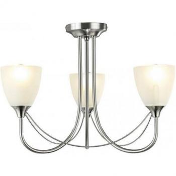 Deco 3 Luci Semifilo – Nichel Satinato e Vetro Opalino (Cooper)
