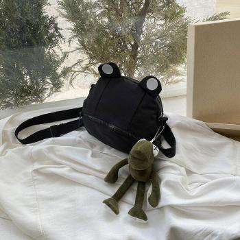 Frog‑Print Canvas Shoulder Messenger