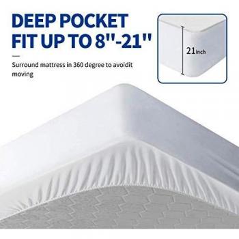 MASVIS Waterproof Terry Towel Mattress Protector Hypoallergenic Topper Cover with Deep Skirt (Twin)