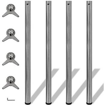 4 Adjustable Legs for Table Brushed Nickel 1100 mm
