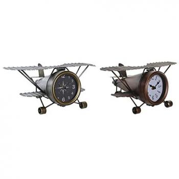 Horloge de table en aluminium et verre style avion 35 x 21 x 14 cm (2 unités)