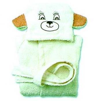 Accappatoio di Carta “Orso” 3-4 anni con cappuccio – color Tostato