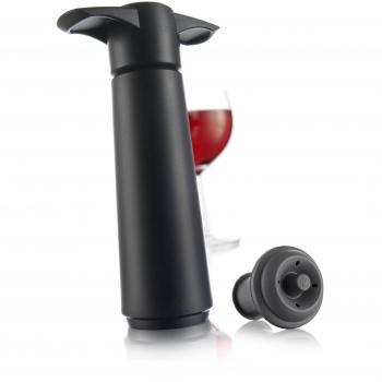 Pompa Salvavino con 1 Tappo per Il Vuoto – Nero – Vacu Vin