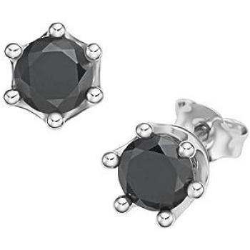 Giorgio Martello Milano Runde Ohrstecker mit schwarzen Zirkonia und Spinellen aus Silber 925