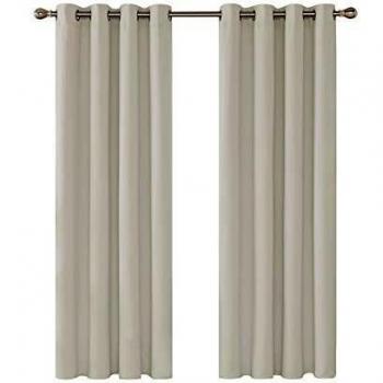 Deconovo Ösenvorhang Blickdicht 175x140 cm Creme 2er Set