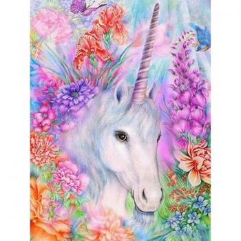 Unicorn Floral Cross Stitch Diamond Art 20X30CM