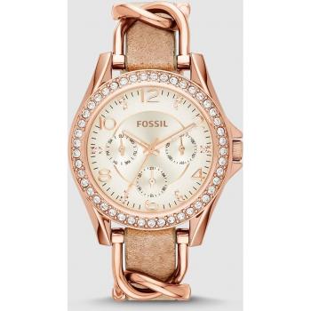 Fossil Riley WoMens Brown Watch ES3466 Leather