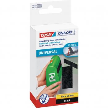 Tesa UK 1 m Hook & Loop Strip (Black) – 20 mm Width