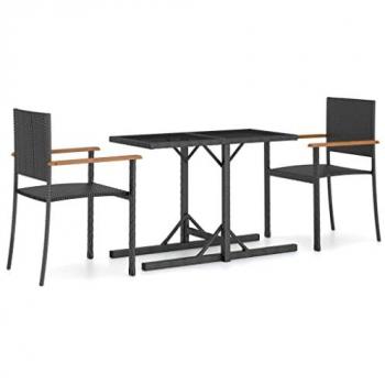 Tuinen & Buiten Eetkamerset Zwart (3‑deel)
