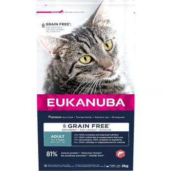 EUKANUBA Grain free Alimento seco para gatos adultos, rico en salmón