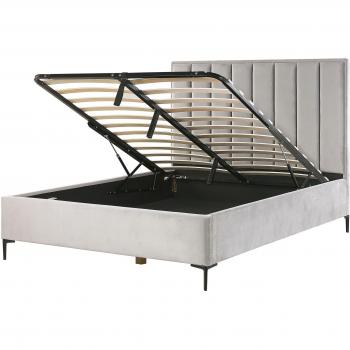 BELIANI Samtstoffbett Hellgrau mit Lattenrost 160x200 cm