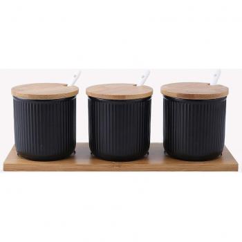 Bamboo Lid Spice Jar Set with Spoons