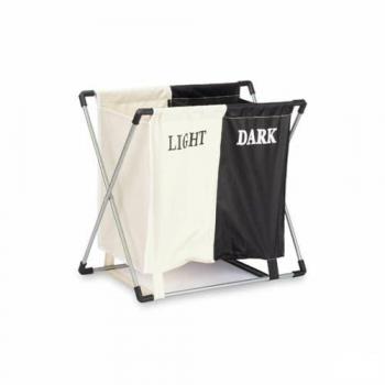 Cesto Doppio per Biancheria Bianco e Nero in Metallo 60 x 34 x 56 cm (6 UnitÃ )