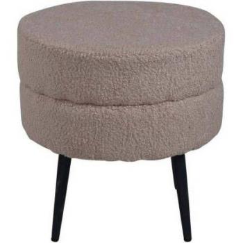Poef-Piff von Venture Home, 44 × 44 × 41 cm, weißer Teddystoff